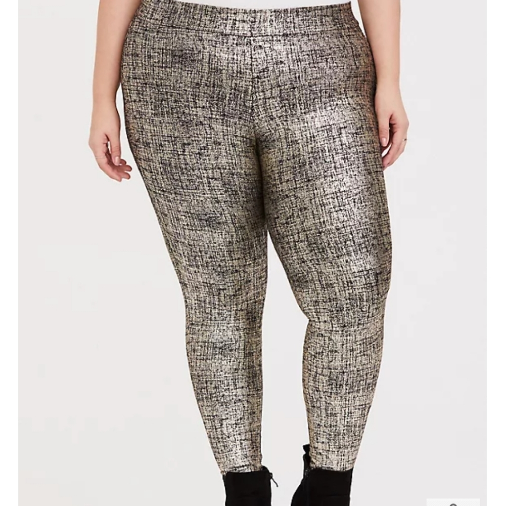 Gold metallic lame leggings